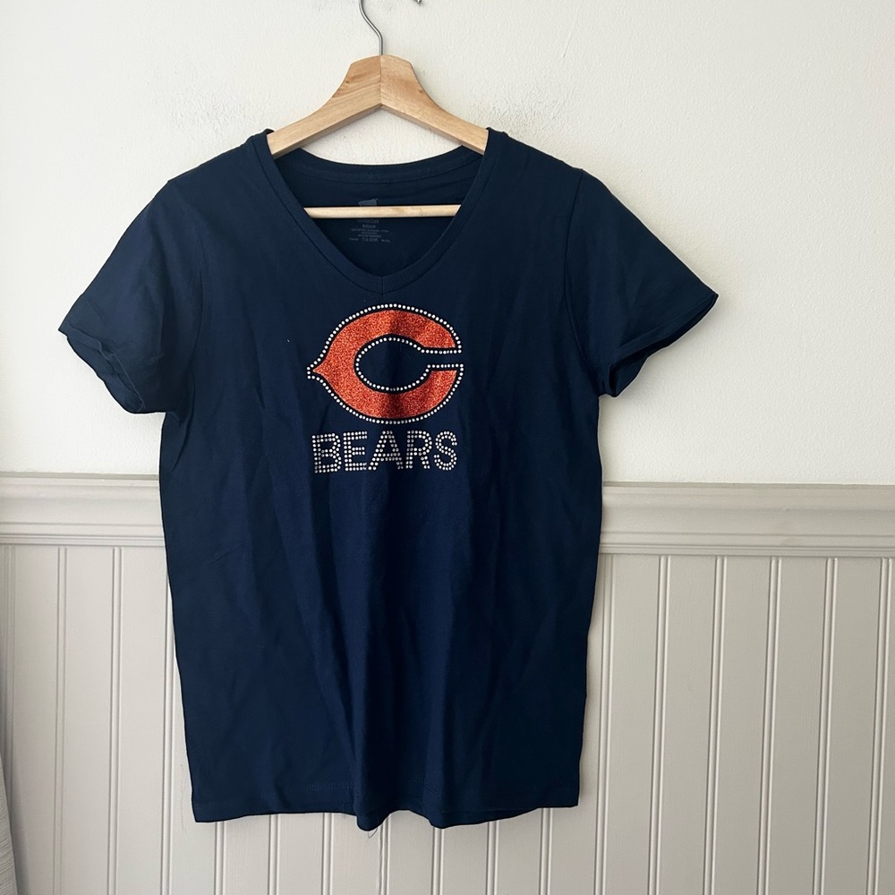 Chicago Bears Football Bling Rhinestone Small Navy T-Shirt Tee Fan Apparel